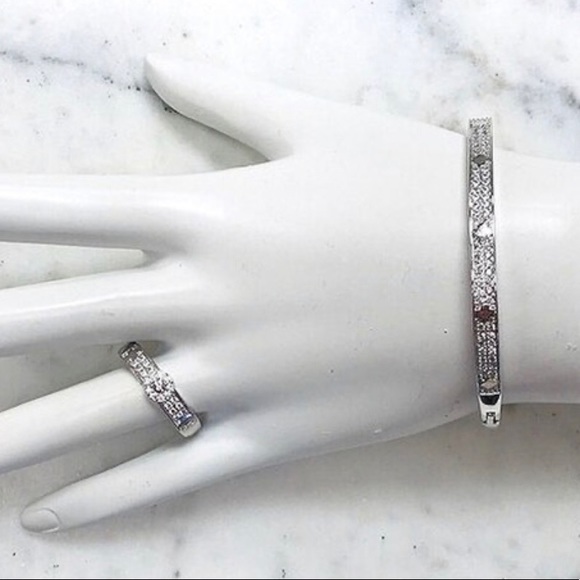 🎁Pavé Cubic Zirconia Silver Ring/Bracelet,NWT - Picture 6 of 6